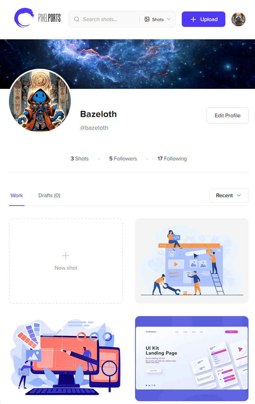 Designer profile showing community engagement and feedback